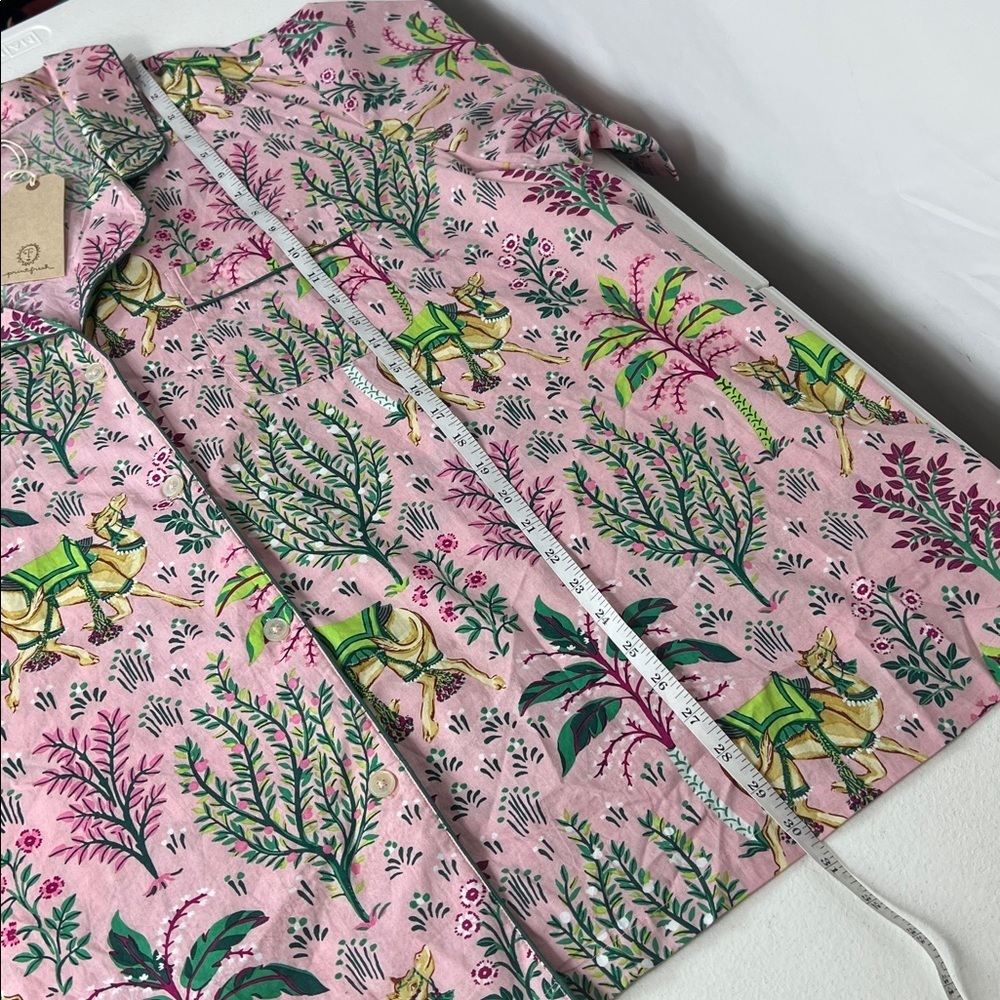 Printfresh Sz 5X Pajama Top Camel's Courtyard Pink & Green Organic Cotton NWT - Picture 7 of 9
